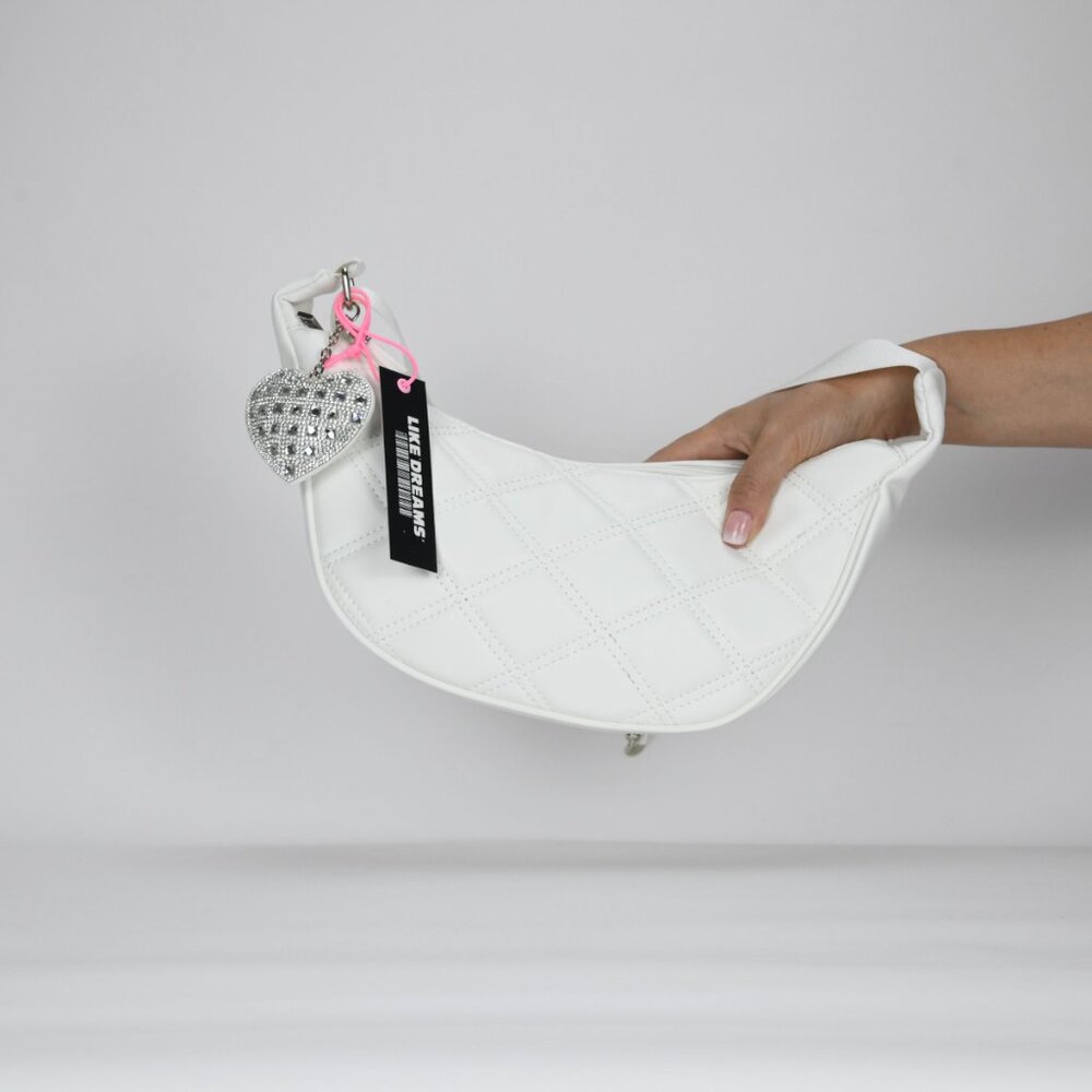 Like Dreams Cassie Quilted Crossbody Sling Bag - White